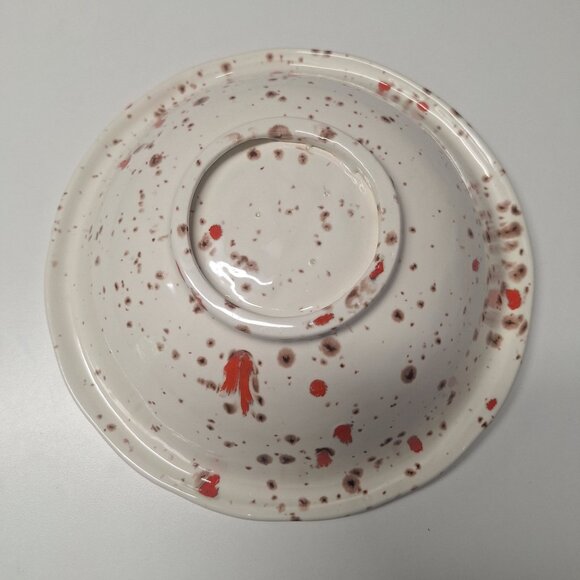 Vintage Ceramic Splatterware Pitcher Bowl Set Red White Spotted Design Drip - Picture 6 of 9